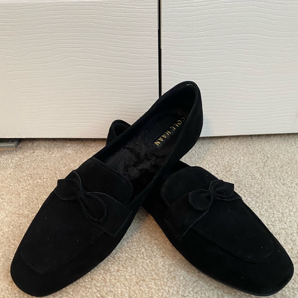 Cole Haan Black Bow Loafers